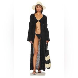 NWT Camila Coelho Hyacinth Black Cutout Cardigan Maxi Dress Sz Medium